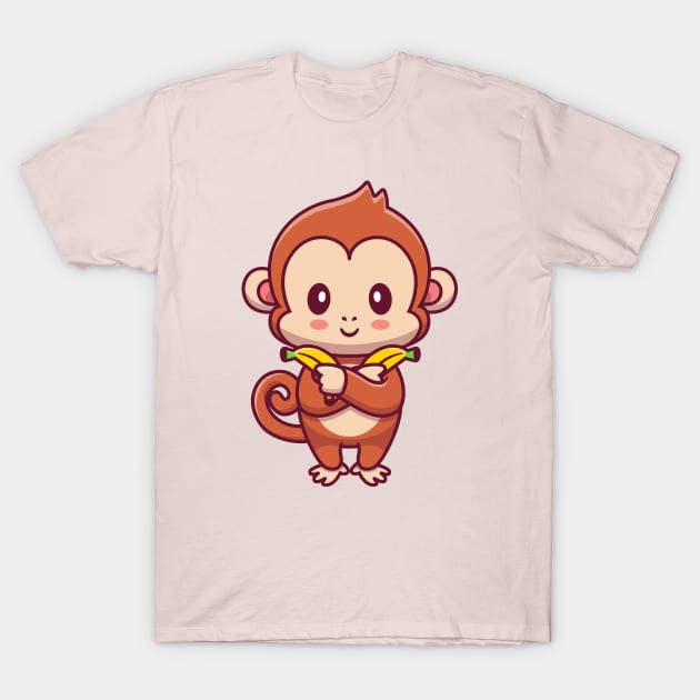 Cute Monkey Holding Banana T-Shirt by Catalyst Labs